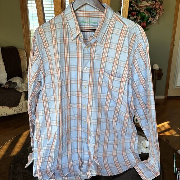 Alan Flusser Designer BLUE Plaid Colorful Button Shirt Men’s US XL Size Casual - Picture 4 of 6